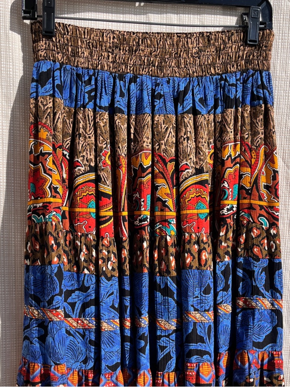 Vintage 90s Carole Little Boho Whimsigoth Tiered Skirt Patchwork Baroque Funky - Picture 12 of 15